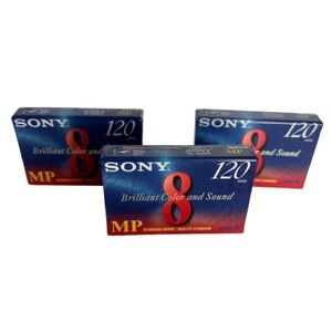 New sealed lot of three Sony P6-120 MP 8mm video cassette tape 120 minutes